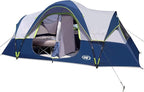 UNP Camping Tent 10-Person-Family Tents, Parties, Music Festival Tent, Big, Easy Up, 5 Large Mesh Windows, Double Layer, 2 Room, Waterproof, Weather Resistant, 18ft x 9ft x78in