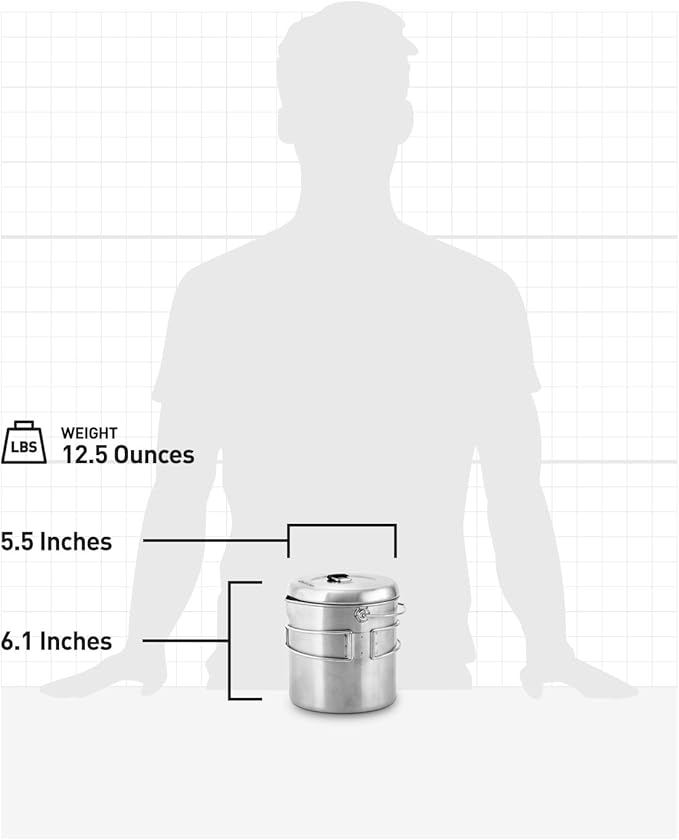Solo Stove Pot 1800 Stainless Steel Companion Pot Great Cookware for Backpacking Camping Survival Backpacking Kitchen and Cooking Simple Equipment Set & Accessories for Hiking Campfires and Adventure