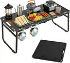 SoloWilder Foldable Camping Table with Gas Struts 3'5" Carbon Steel Large Outdoor Portable Table 11.8lb for Hiking, BBQ, Picnic