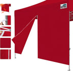 Eurmax USA Instant Canopy SunWall Canopy Middle Zipper Wall for Easy Entry and Exit Sidewall for Pop Up Canopy Tent,1 Pack Sidewall Only (10Ft×5.6Ft,Red)