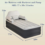 RAPTAVIS Twin Size Air Mattress Inflatable Bed with Pump and Headboard, Blow Up Mattress