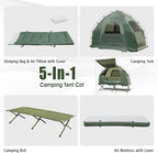 Tangkula 5-in-1 Tent Cot Combo With Awning, Air Mattress, Sleeping Bag, Pillow, Elevated Single Tent With Carrying Bag for Outdoor Camping, Hiking, Picnic, Travel