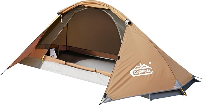 camppal 1 Person Tent for Camping Hiking Mountain Hunting Backpacking Tents 4 Season Resistance to Windproof Rainproof and Waterproof