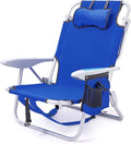 1PC Portable Beach Chair for Adults, 5 Position Backpack Folding Camping Chairs for Outdoor, Beach Chairs with Backpack Straps, Blue