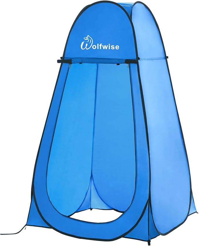 Wolfwise Pop Up Shower Tent, Portable Instant Changing Tent with Ventilation Window & Carry Bag, Privacy Bathroom Toilet for Beach, Camping & Outdoor, Width 40 ", Height 75 ", Blue