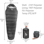 Heated Sleeping Bag 5pcs Multi USB Power Support Heating Pads,Operated with Battery Power Bank or Other USB Power Supplies, Portable Compact Bag, Mummy Style.