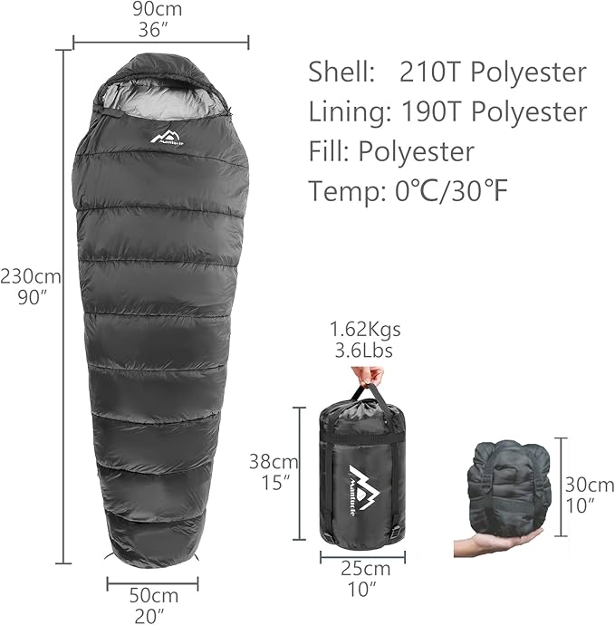 Heated Sleeping Bag 5pcs Multi USB Power Support Heating Pads,Operated with Battery Power Bank or Other USB Power Supplies, Portable Compact Bag, Mummy Style.