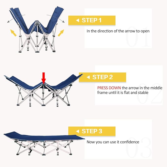 2 Pack Camping Cot with Comfortable Mattress 2 Person Camping Bed Cots for Sleeping Sleeping Cot Folding Cot Heavy Duty with Carry Bag for Home Outdoor Travel