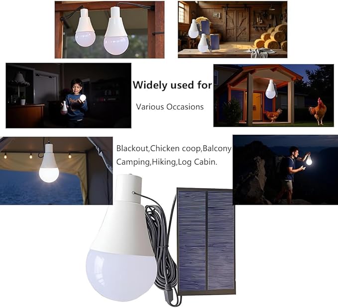 Solar led Light Bulb Portable Rechargeable lamp for Indoor Outdoor Work Emergency Camping Lantern Torch Step pet Home (SA1200 2PCS)