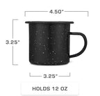 COLETTI Classic Enamel Set Coffee Percolator & Mugs — The Most Nostalgic Camping Coffee Pot, Now Modernized [Black Enamel, 12 Cup Percolator Coffee Pot & Set of 4 Mugs]