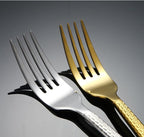 Silverware Flatware Cutlery Set， 4/16/24/32/40/48 Pieces Thick Linen Pattern Stainless Steel Cutlery， Hotel Restaurant， Home Steak Knife， Dessert Spoon，Gold-48 Pieces for 12