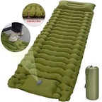 Outdoor Camping Inflatable Mattress Thicken Sleeping Pad with Built-in Pillow & Pump, Portable Air Mat for Travel Hiking Climbing(Green)