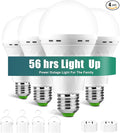 Emergency-Rechargeable Light Bulb with Hook,Stay Lights Up When Power Failure, 1500mAh 12W 60W Equivalent LED Light Bulbs for Home, Camping, Hiking(E27, with Hook,with Plug Cap) 4 Pack