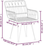 Patio Chairs 2 pcs with Armrest,Coffee Chair,Study Chair,Armchair,Garden Chairs,Outdoor Chairs,Camping Chair,Beach Chair,for Deck, Poolside,Camping,Beach,Campsite,22"x25.2"x31.5" PE Rattan
