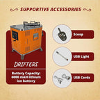 Drifters Complete Camping Ultimate Combo with Electricity-Generating Camp Stove, Foldable Silverware, Outdoor Pots & Pans, Power Bank Radio Floodlights and additional Solar Powered Rechargeable Lamps