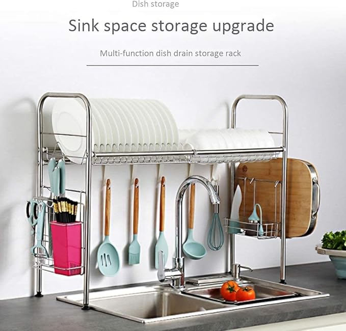 Dish Rack, Stainless Steel Sink Drain Rack, Kitchen Tableware Drying Rack, Suitable for Camping and Rv