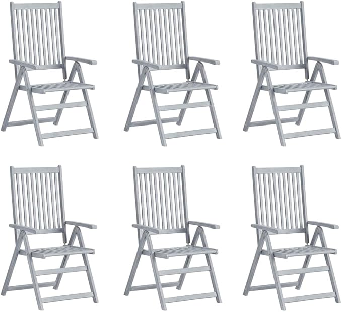 Patio Reclining Chairs,Camp Chair,Barbecue Chairs,Fishing Chairs,Bistro Chair,Coffee Chair,Patio Funiture,for Dining Room,Living Room,Study Room,Garden,6 pcs with Cushions Solid Acacia Wood