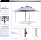 ABCCANOPY 13x13 Pop Up Canopy with Double Ventilated Top, 4 Sandbags, 4 Ropes and 8 Stakes (White)