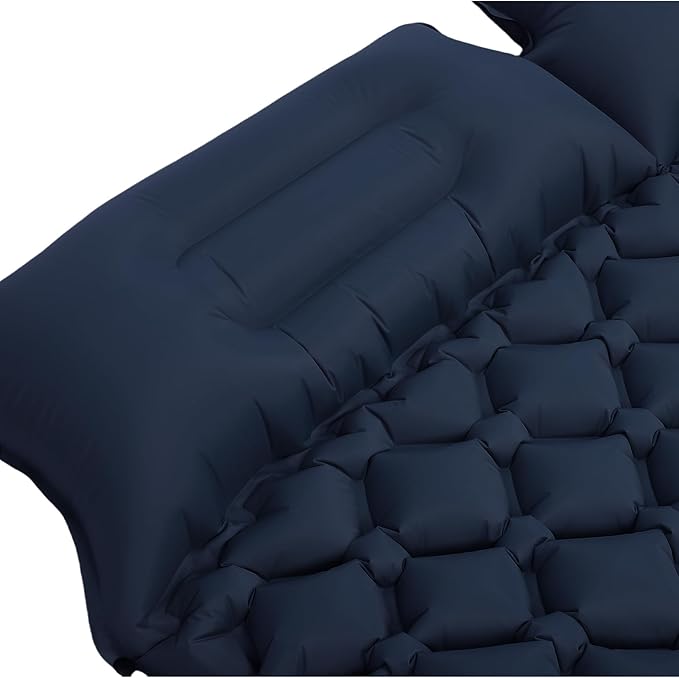 Alomejor Double Sleeping Pad, Self Inflating Camping Mat, Snap Buttons, TPU Coating with Lightweight Design, for Outdoor Camping (Blue) (Blue)
