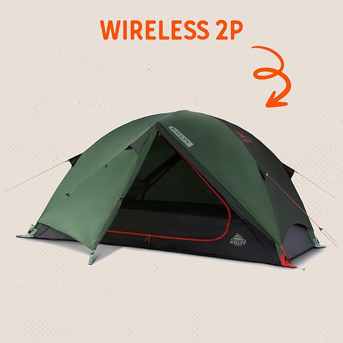 Kelty Wireless Freestanding Camping Tent, 2 4 or 6 Person Size, Huge Interior and Peak Height, Intuitive + Easy to Pitch, Color Coded Setup