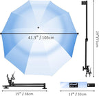 UPF 50+ Beach Umbrella with Adjustable Universal Clamp