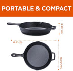 Commercial CHEF 10.25-Inch Cast Iron Skillet, Pre-Seasoned Cast Iron, Integrated Hanging Hole in Handle, Works on All Cooktops Including Induction, Outdoor Skillet for Campfires or Grills, CHFS1025