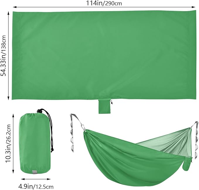 Yard Hammock Clover Green Portable Hammocks with Tree Straps 114" x 54"