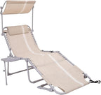#WEJOY Tanning Chair with Face Hole & Canopy & Side Table, 5 Positions Adjustable Sunbathing Lounge Chair Facedown Chaise Lounge with Pillow Quick Dry for Beach Pool Outdoor Camping Patio,Khaki