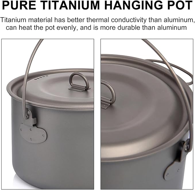Compatible for Widesea Titanium Camping Tableware Cookware Set, Outdoor Cooking Pot Picnic Kitchen Hiking Trekking(2900ml)