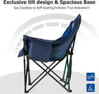 Overmont Oversized XL Camping Chair for Adults - 400lbs Support Heavy-Duty Padded Folding Chair with Side Pocket Cup Holder Cooling Bag for Outdoor Sports Garden Beach Fishing Lawn - Blue