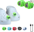 RAHAN Rechargeable Flashlights Compatible with Croc,2 PCs Flashlights Attachment for Shoe, LED Clogs Light with 3 Light Modes for Dog Walking, Camping, Running, Suitable for Adults Kids, Green