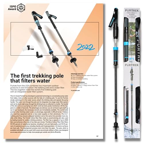 Trek Pole Water Filtration System Set – The Worlds First Trek/Hiking Pole & 2 Stage Water Purifier Removes Unwanted Particles - Ultralight Walking Stick with Water Filter
