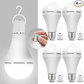 Neporal 4 Pack Emergency-Rechargeable-Light-Bulb, Stay Lights Up When Power Failure, 1200mAh 15W 80W Equivalent LED Light Bulbs for Home, Camping, Tent (E27, with Hook) (Daylight)