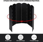 Lineslife 23.6" Extra Tall Camping Stove Windscreen, 8-Panel Heavy-Duty Folding Windshield for Butane/Propane Burners & Grills, Portable with Carry Bag (Camping Hiking)