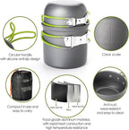 Gutsdoor Camping Cookware Set Camping Gear Campfire Utensils Non-Stick Cooking Equipment Lightweight Stackable Pot Pan Bowls with Storage Bag for Outdoor Hiking