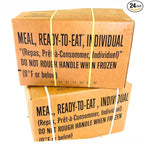 MRE A and B bundle cases 2026, 2027 inspection - Military meals ready to eat, 24 full food packs rations with 1,250 calories per meal and heater for camping
