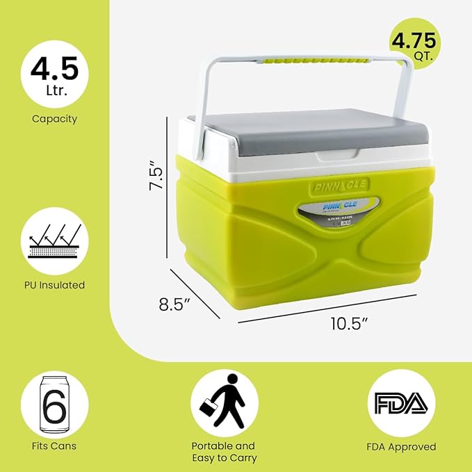 Picnic Cooler – 4.5 Liter Hard Cooler – Coolbox Keeps Contents Cool for 48 Hours – BPA Free Outdoor Cooler – Portable Cooler for Picnics, Grill, Camping (Orange)