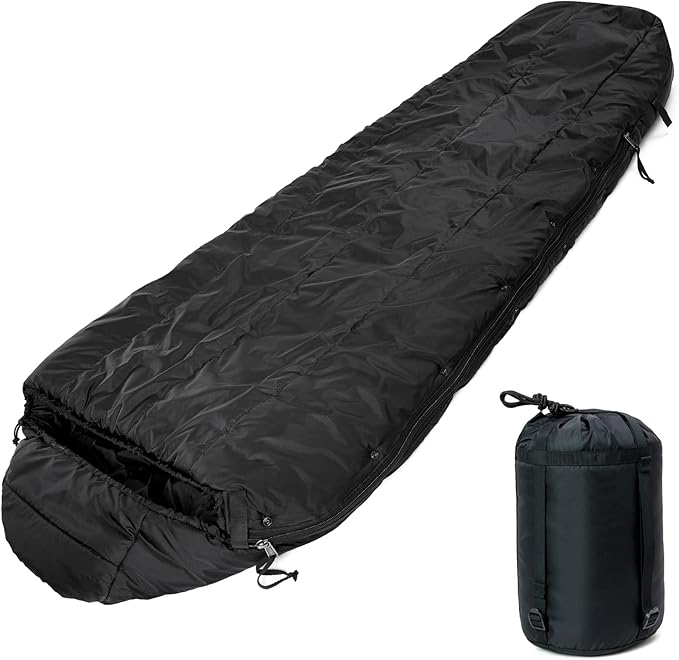 MT Military Patrol/Intermediate Sleeping Bag, Part of 4 Piece Army Modular Sleep System for All Season Olive Drab/Black