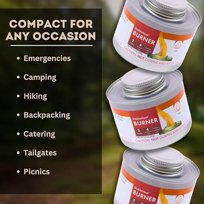 New & Improved! Emergency Cooking Fuel Premium Storage Set, 20+ Year Shelf Life | Available in 4 Cans, 12 Cans, or 24 Can Packs