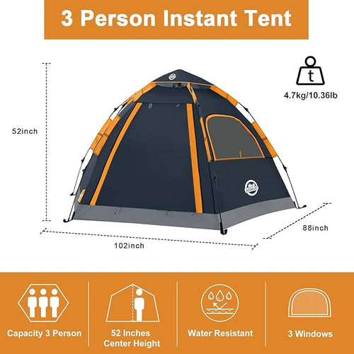 ADSMART Instant Tents for Camping 2/3/4/5 Person Tent Waterproof Easy Setup Sets Up Backpacking Tents with Carry Bag for Outdoor Hiking