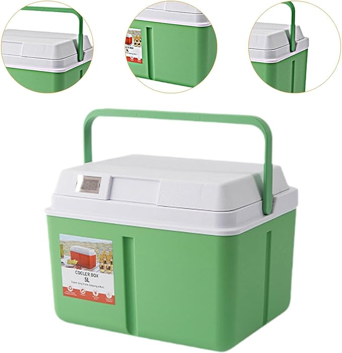 Cooler Box Ice Box 6L Personal with Handle for Freeze/Hot Food Ice Chest Small Insulated Box for Beach Camping Stall Outdoor