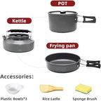 Camping Cookware Set Portable Kit Outdoor Pot Cooking Water Kettle Pan Tableware Hiking Picnic Equipment