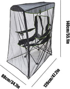 Mosq uito Net Cover for Canopy Chair, Waterproof Roof Fly Net, Outdoor Rectangle with Zipper Opening and Roof Sun Shade Tent for Backpacking Hiking Garden Outside Backyard Fishing