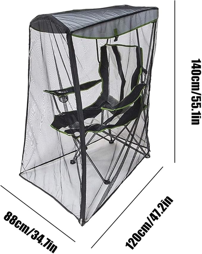 Mosq uito Net Cover for Canopy Chair, Waterproof Roof Fly Net, Outdoor Rectangle with Zipper Opening and Roof Sun Shade Tent for Backpacking Hiking Garden Outside Backyard Fishing