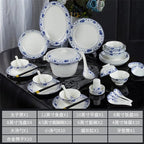Dishes Household Bone China Tableware Chinese and White Porcelain Bowls and Chopsticks Set