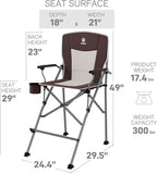 EVER ADVANCED Tall Camping Folding Chair 31", Portable Directors Chair, Bar Height Camping Chair with Carry Bag and Footrest, Armrest, Heavy Duty Supports 300 Lbs Red