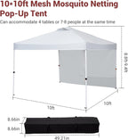 CABIHOME Quick Setup Pop Up Canopy Tent 10x10ft – Waterproof Outdoor Gazebo Shelter with Mesh Sidewalls & Mosquito Netting, Portable Folding Tent for Camping, Patio, Backyard, Events