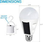 4 Pack LED Solar Emergency Light Bulbs for Home Power Failure, E26/E27 7W Rechargeable Battery Backup Bulb, Hurricane Supplies for Home, White Daylight 6000k Outdoor Hiking Camping Light