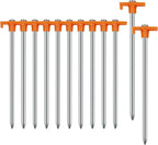 Tent Stakes Camping Stakes,AVOFOREST 7.1inch Non-Rust Metal Tent Pegs Ground Stakes Tent Spikes Camping,Garden,Hiking Orange (Orange 12pcs, 7.1IN)