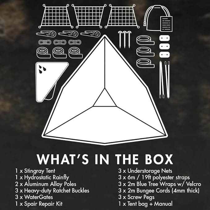 Tentsile Stingray V3 Tree Tent, Camping Hammock Tent, 3P Capacity, Portable Tree House Shelter for Campers, Backyards, Campgrounds, Designed in The UK